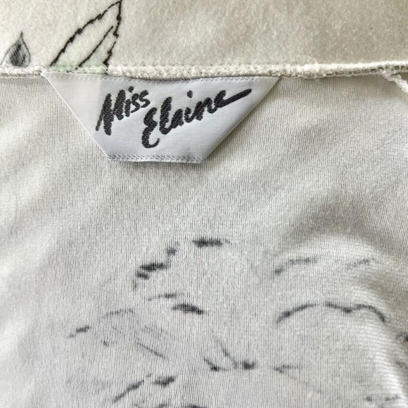 Vintage 80s Miss Elaine Large Fleece Robe Tie Front Side Pockets Country Cottage - Picture 13 of 16